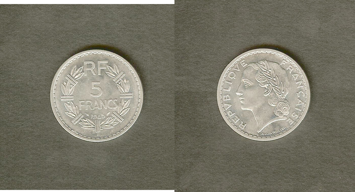 5 francs Lavrillier, aluminium 1945 Beaumont-Le-Roger  FDC-